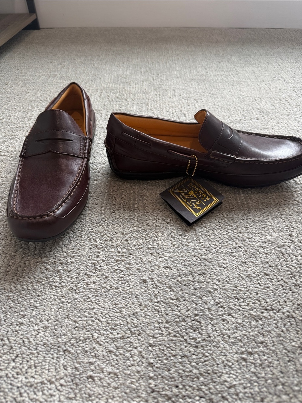 Sperry Men's Penny Loafers - Burgundy Brown Leather - Picture 2 of 7
